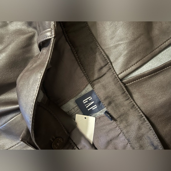 Gap brown faux Leather Skirt midi chic boho 6 new with tags - Picture 9 of 9